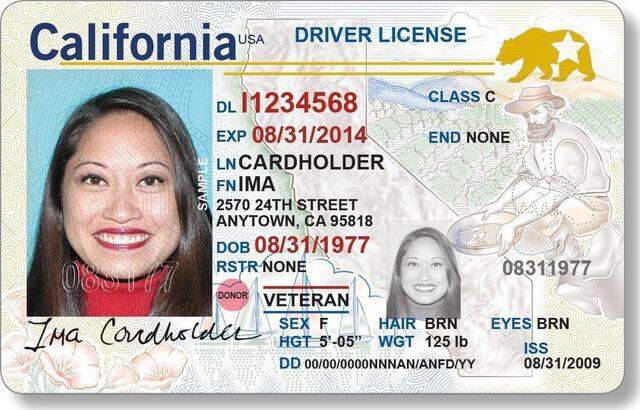 An example of the REAL ID driver license. As of January 22, 2018, you can apply for a California driver license that will be compliant when airplane-boarding ID rules change on October 1, 2020. The new license costs $33, the same as a regular license. (DMV/TNS)